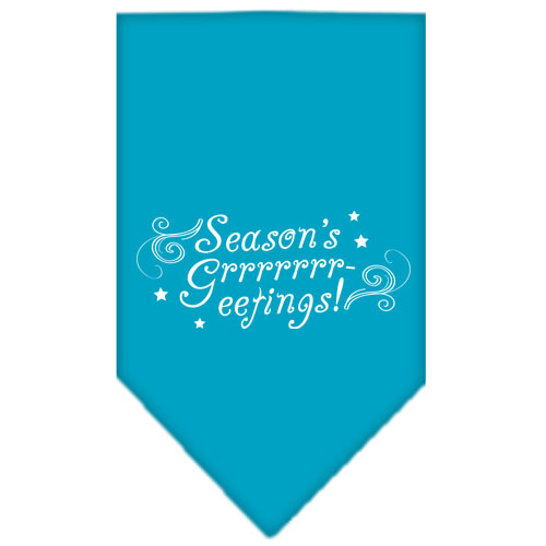 Seasons Greetings Screen Print Bandana Turquoise Small